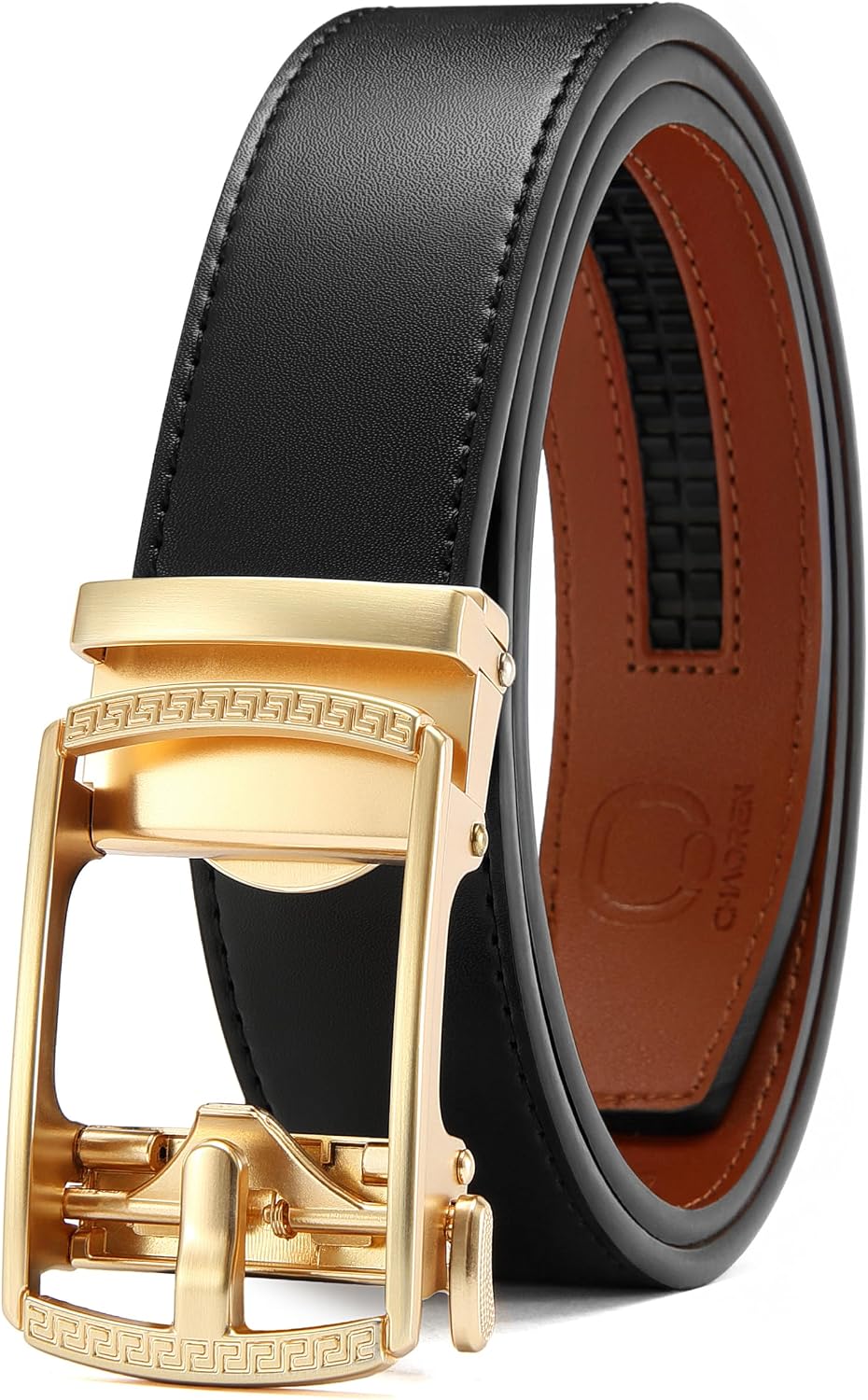CHAOREN Men's Leather Ratchet Belt - Customizable Fit (35mm)